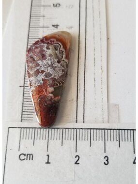 Loose Gemstone Crazy Lace Agate 2cm x 4cm 19.5 ct  3.8 gr Red White Brown